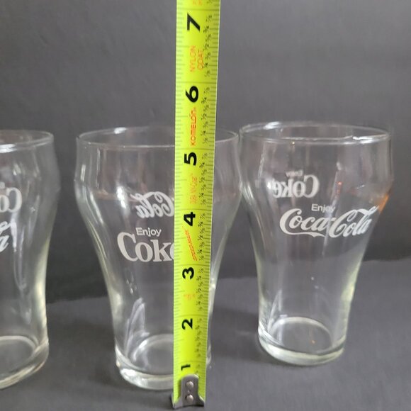 Vintage Coca-Cola Glasses Set Of 5 Enjoy Coke Logo Classic Clear 5.5" Tall - Picture 4 of 4